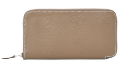 Hermes Silk'In Classique Long Wallet, Leather/Silk, Taupe, Z (2021), 2*